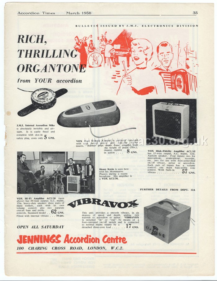 Vox AC2/30, Henry Krein band, 1958