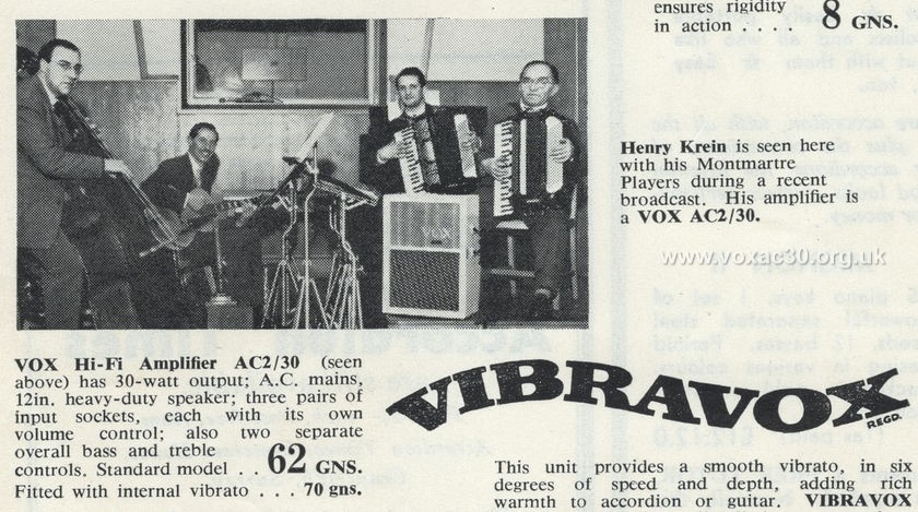 Vox AC2/30, Henry Krein band, 1958