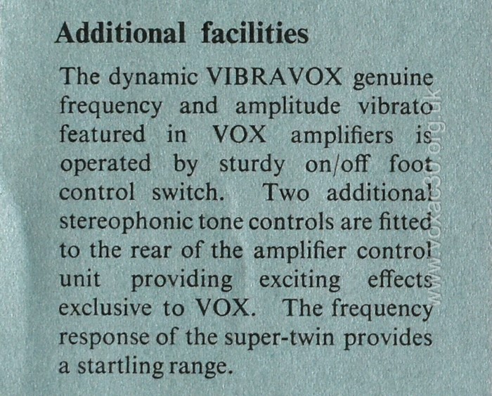 Jennings flyer for the Vox Phantom guitar and new AC30 Super Twin amplifiers