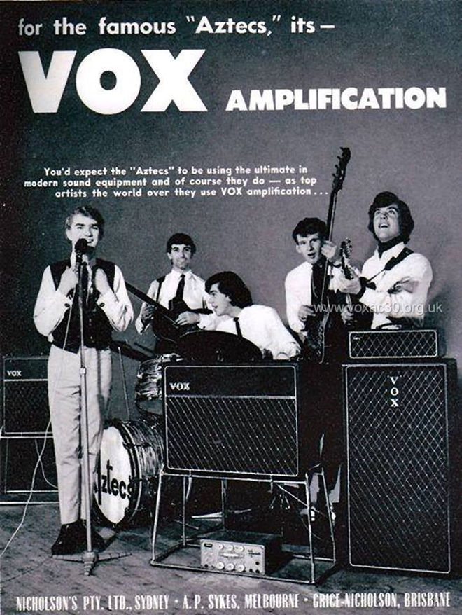 Vox ad featuring Billy Thorpe and the Aztecs, 1964