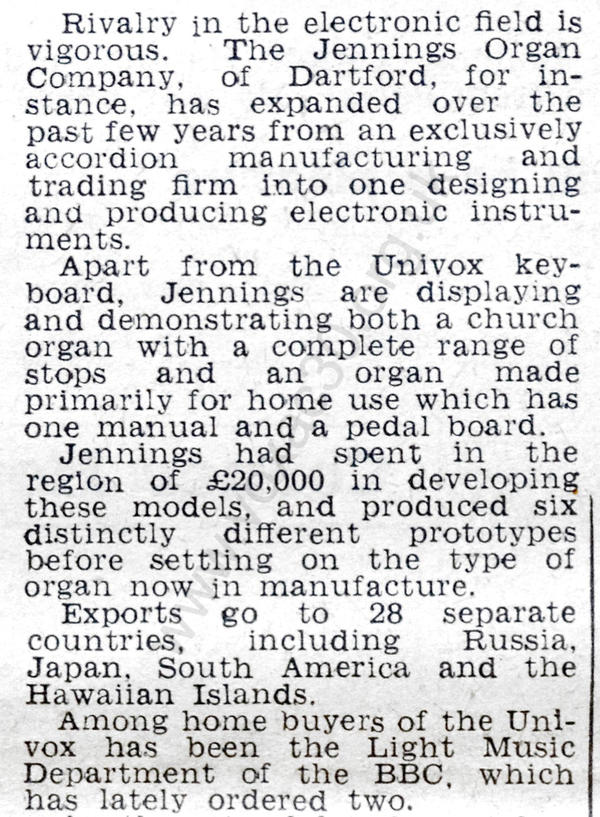 Jennings at the British Industries Fair, May 1954