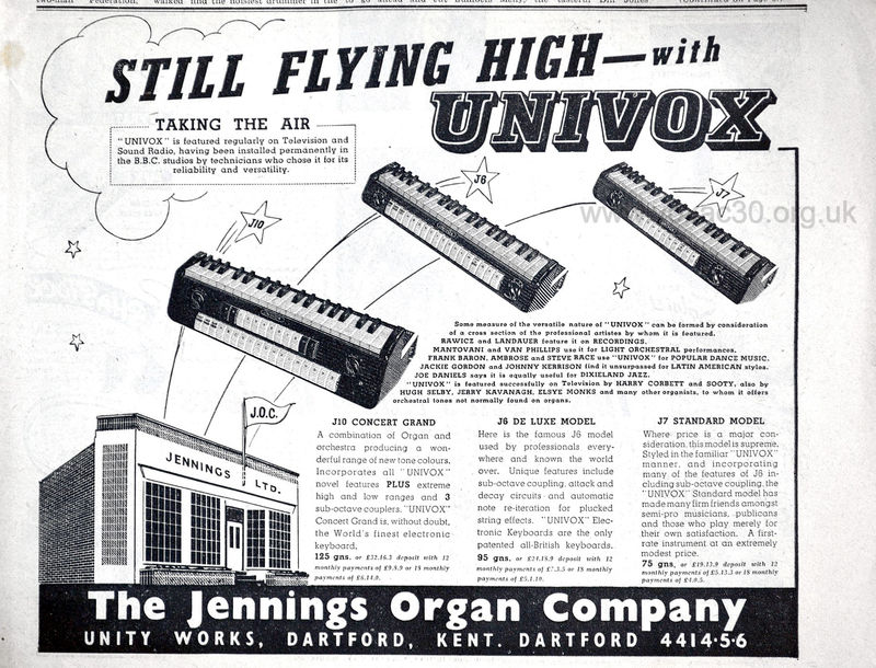 Univoxes over Dartford Road, Melody Maker magazine, November 1954