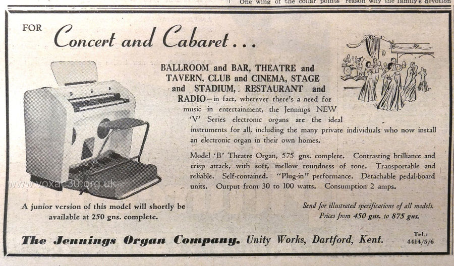 The new series of Jennings Organ Companey electronic organs
