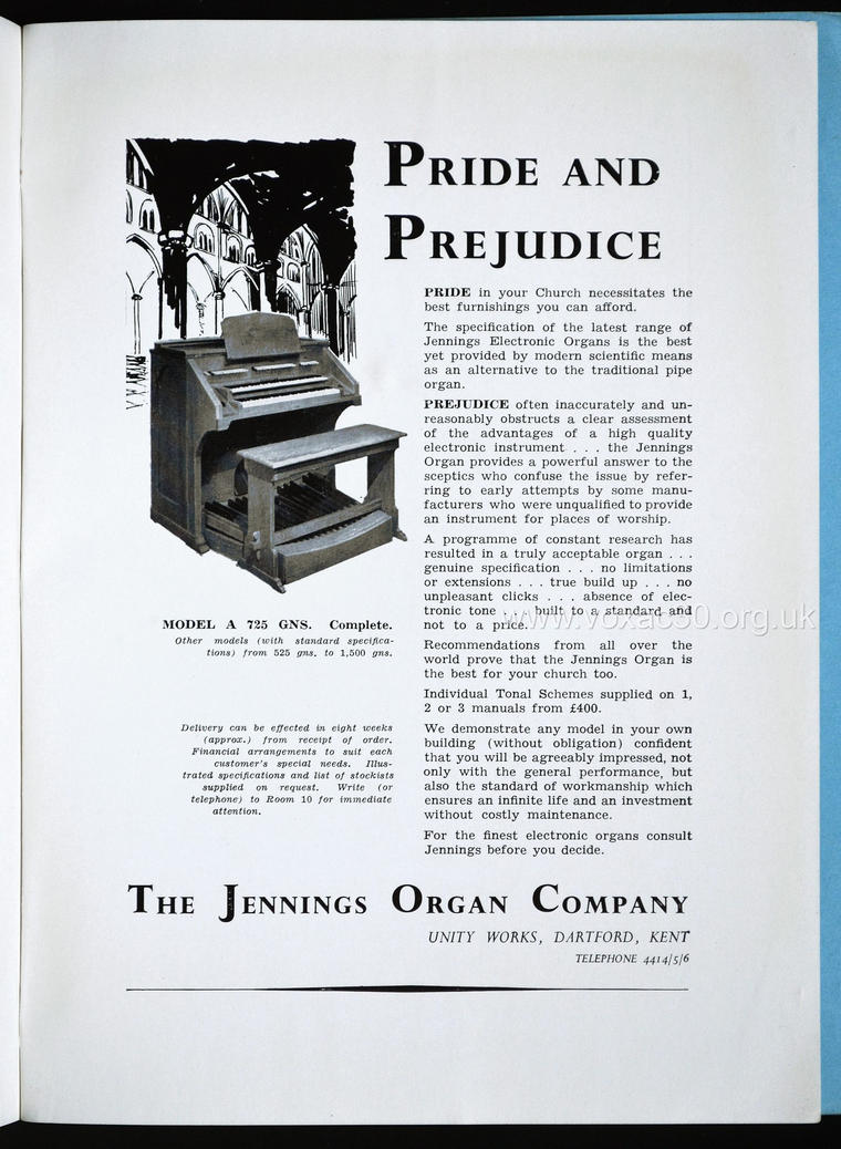 The Jennings Organ Company, April 1957