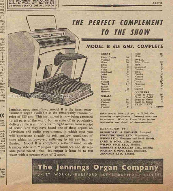 The Jennings Organ Company, February 1957