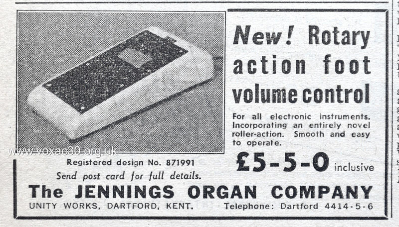 Jennings rotary volume foot pedal, January 1954