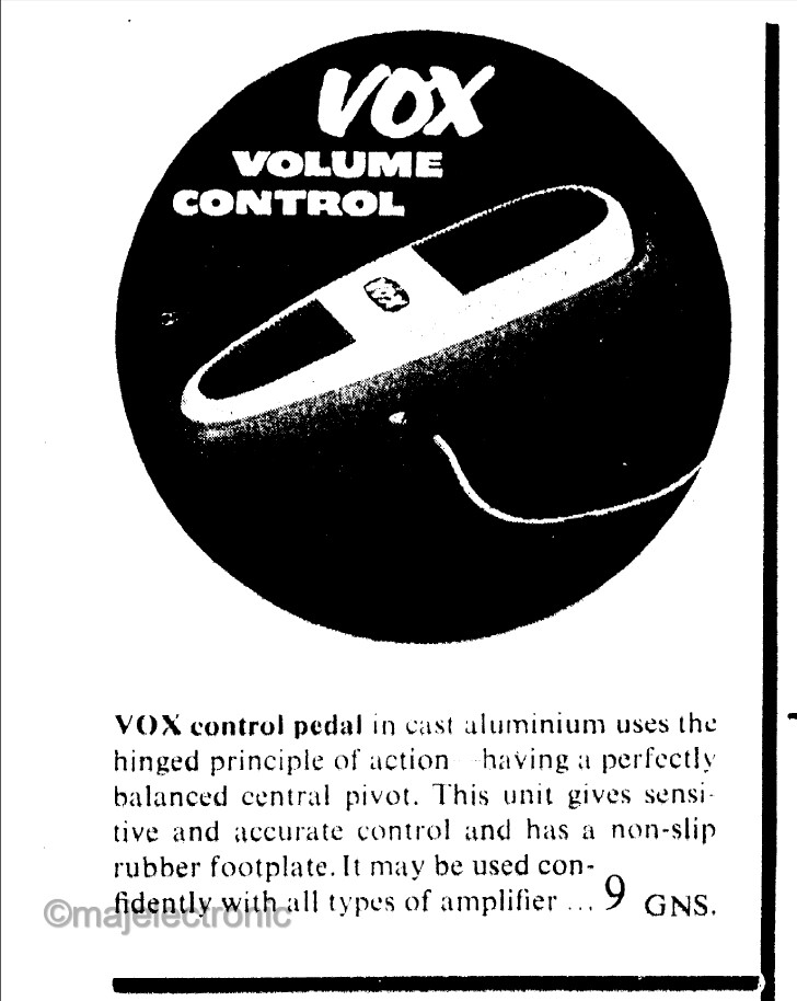 Vox volume pedal, JMI catalogue, late 1957