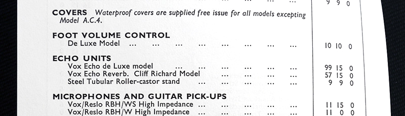 Vox volume pedal, advertised late 1962