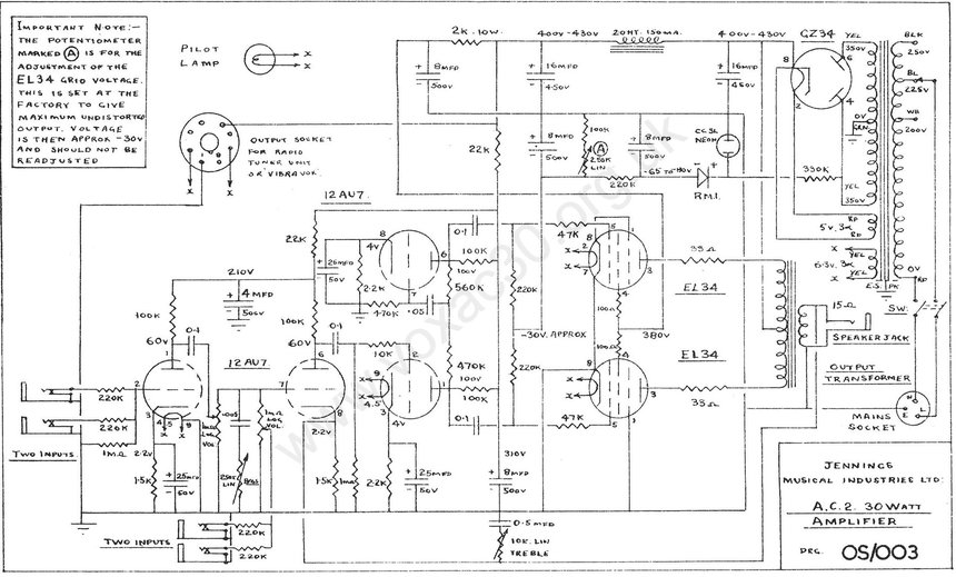 Schematic for the Vox AC2/30